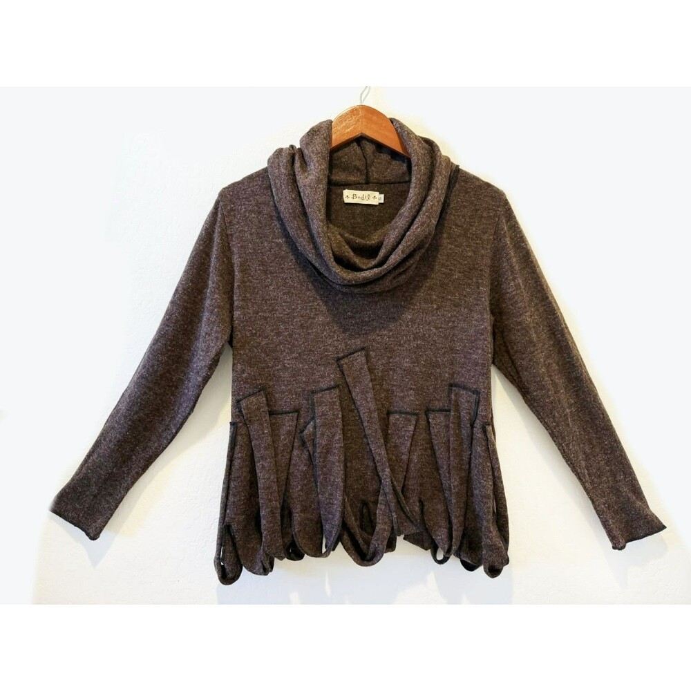 BODIL Small Brown Women's Sweater Cowl Neck Artsy Lagenlook Avant Garde Unique